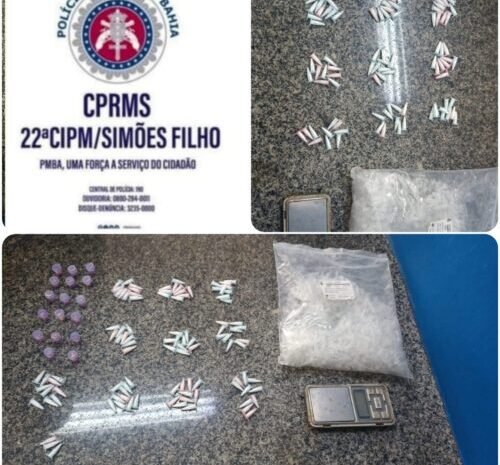  Policiais da 22ª CIPM apreendem 103 pinos de cocaína em Simões Filho