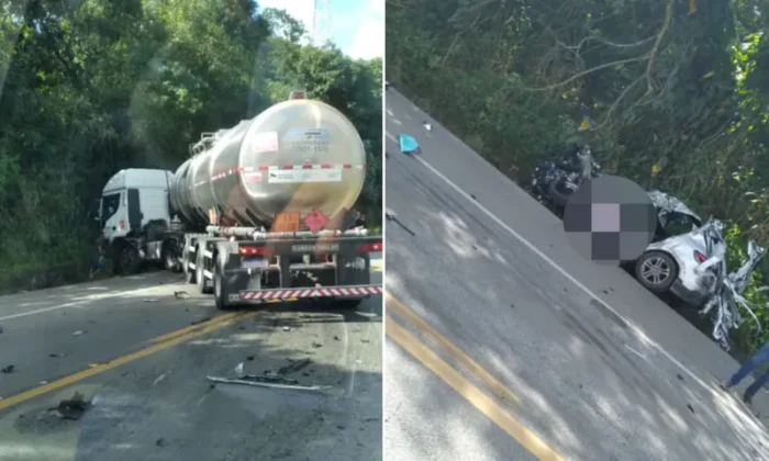  Homem morre após carro bater de frente com carreta em Camaçari