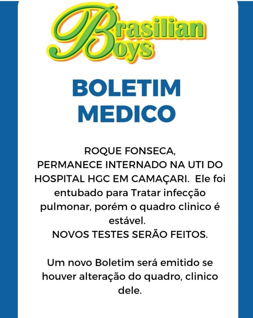 Vocalista da Brasillian Boys, Roque Fonseca, é entubado por infecção pulmonar; quadro é estável 1 1000944583